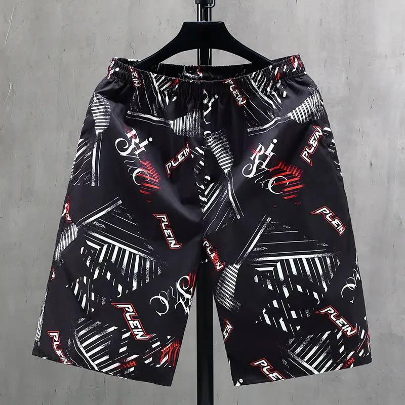 2022 Men Printed Black Beach Shorts Plus Size - Image 3