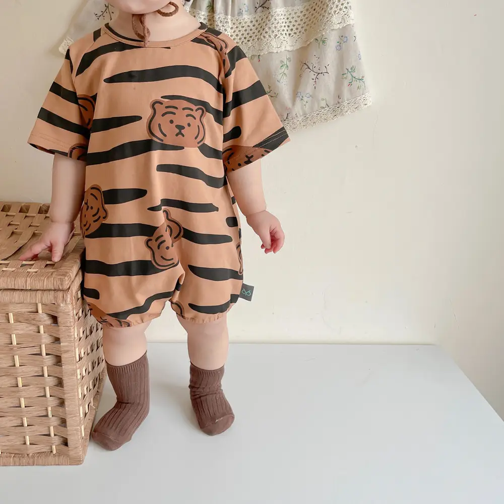 New Baby Bodysuit Tiger Print Summer Korean Style - Image 3