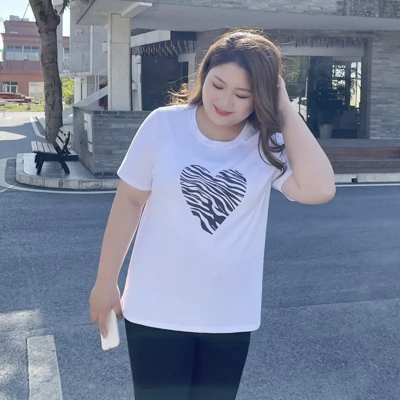 Plus Size Women's Black Zebra Heart T-Shirt - Image 6