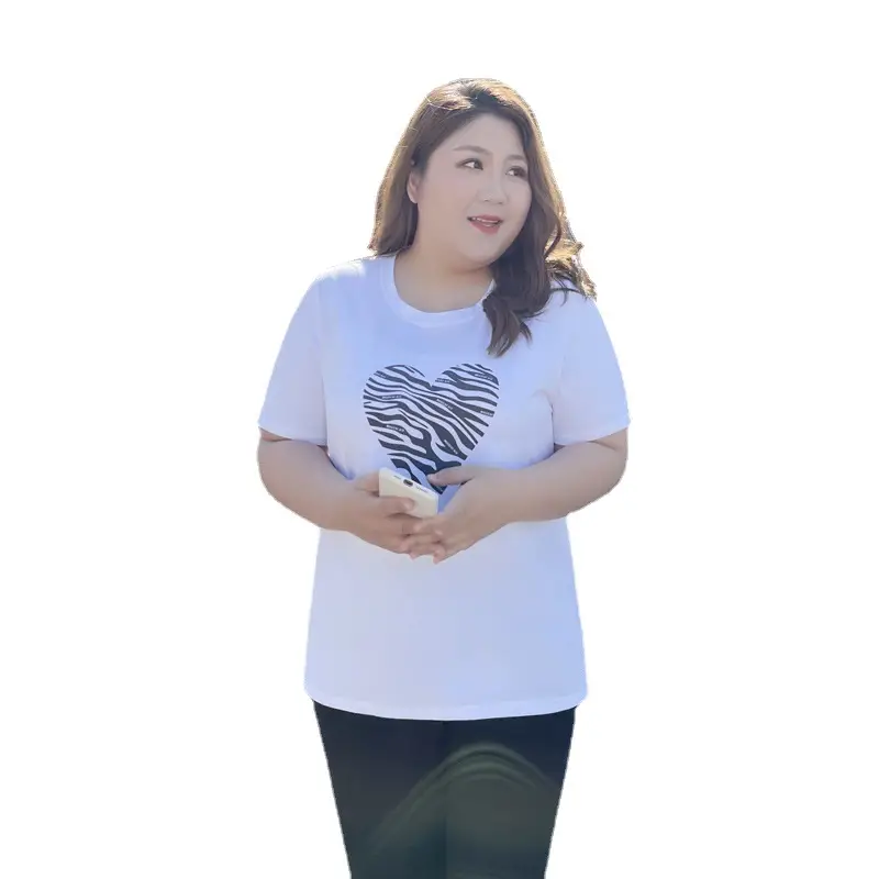 Plus Size Women's Black Zebra Heart T-Shirt - Image 7