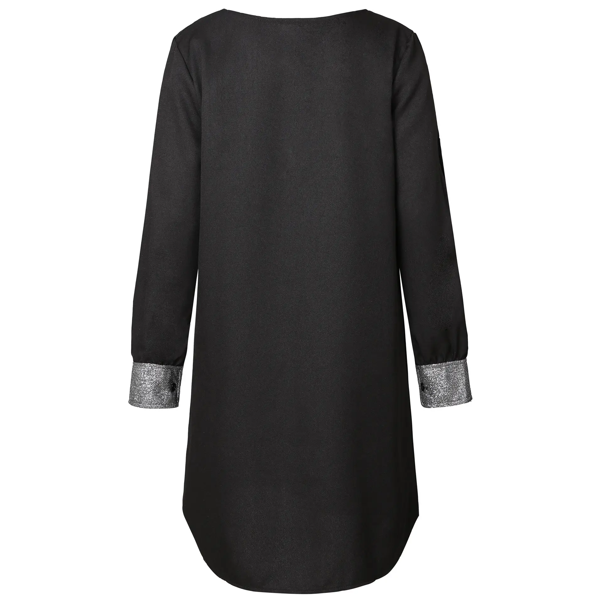 Black Off-Shoulder V-Neck Dress with Sequins — feature 8