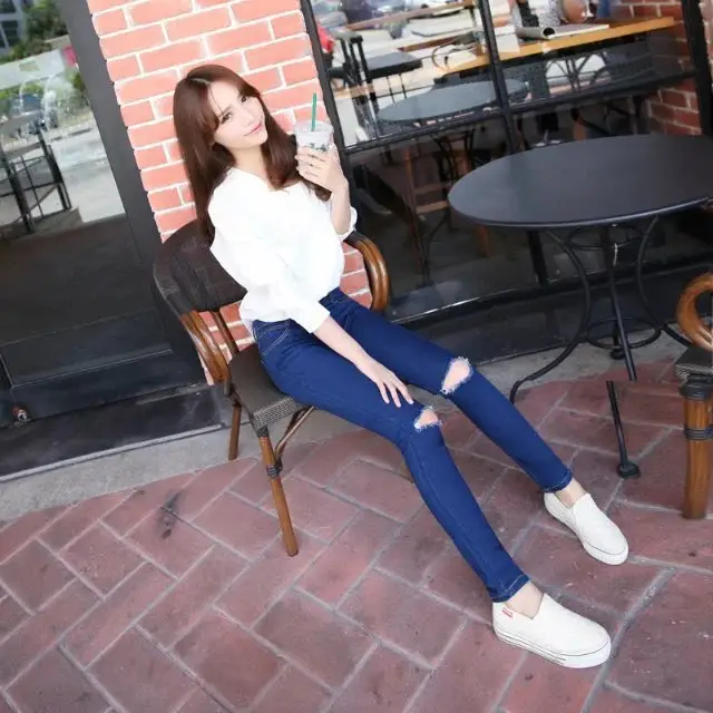 2017 Korean Style Slim Fit Black Track Pants with White Stripes - Image 16