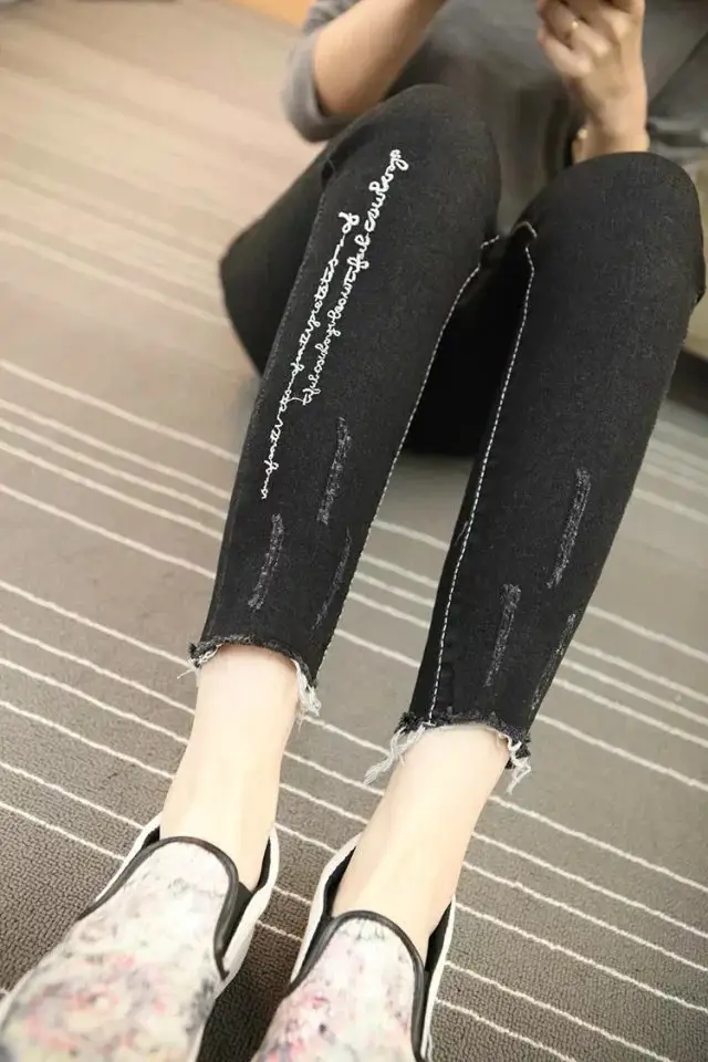 2017 Korean Style Slim Fit Black Track Pants with White Stripes - Image 9