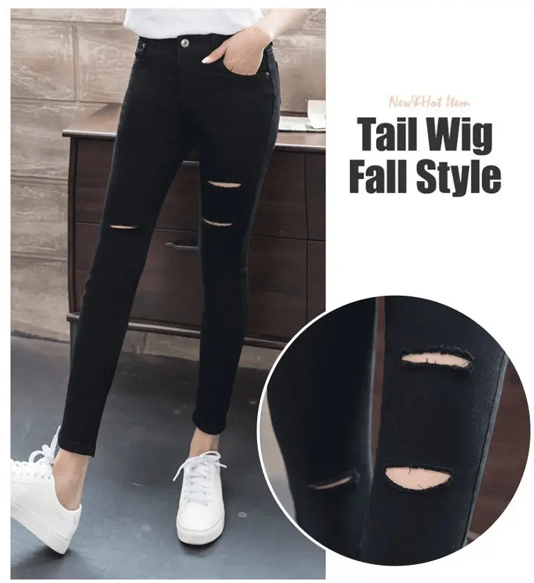 2017 Korean Style Slim Fit Black Track Pants with White Stripes - Image 2