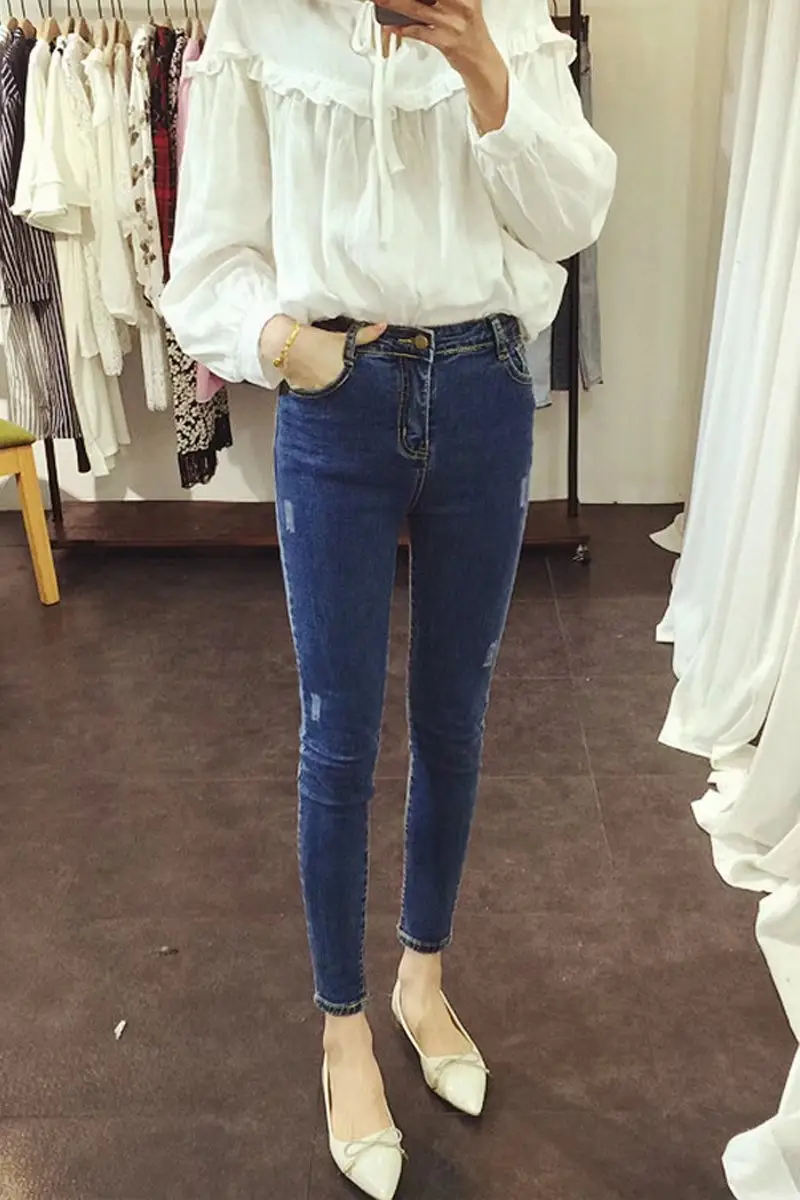 2017 Korean Style Slim Fit Black Track Pants with White Stripes - Image 8
