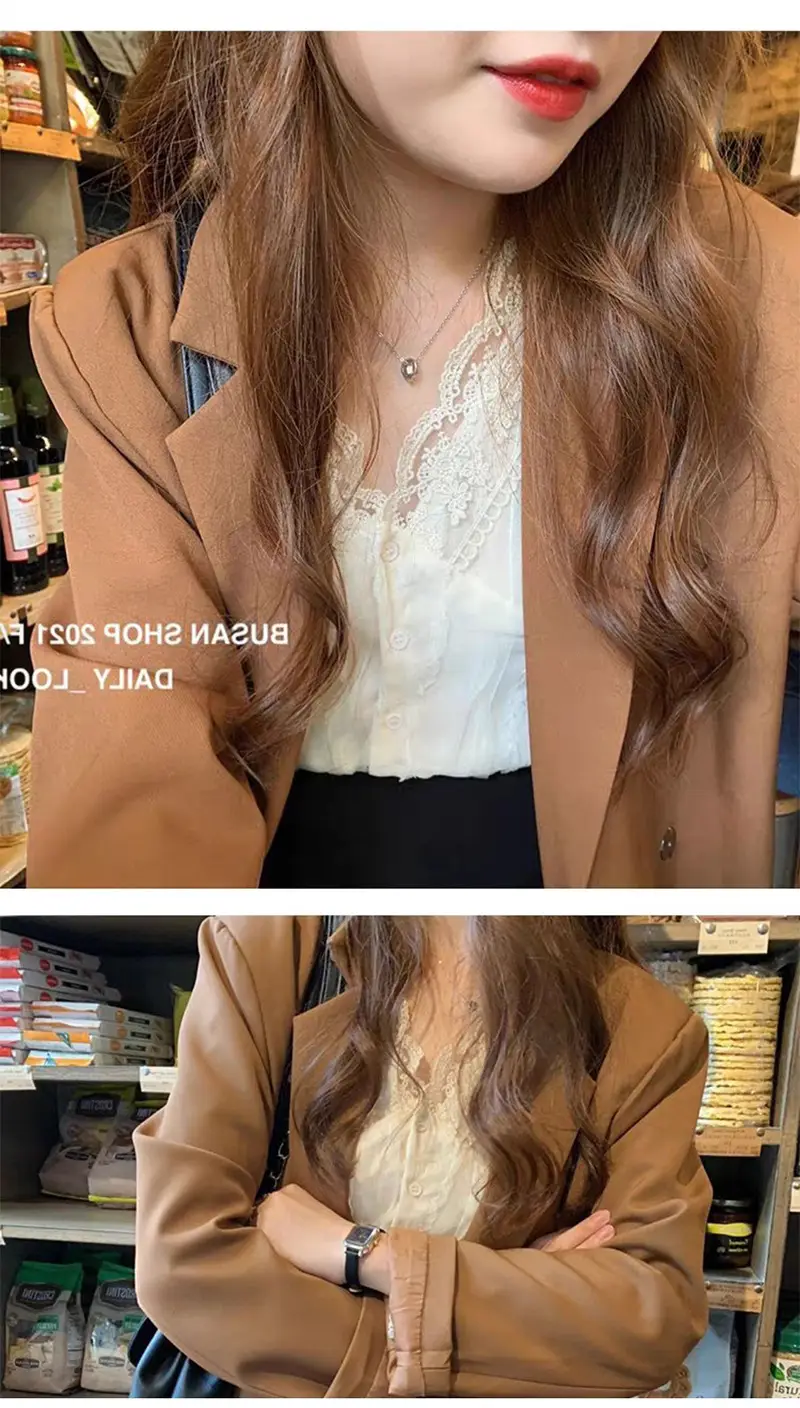 Elegant V-Neck Lace Chiffon Shirt Women — feature 12