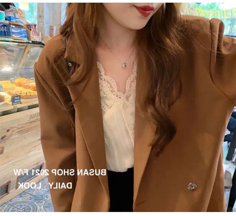 Elegant V-Neck Lace Chiffon Shirt Women — feature 14