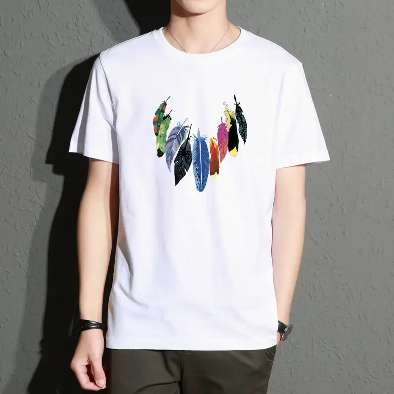 Men Printed T-Shirt White Slim Fit Large - Image 27