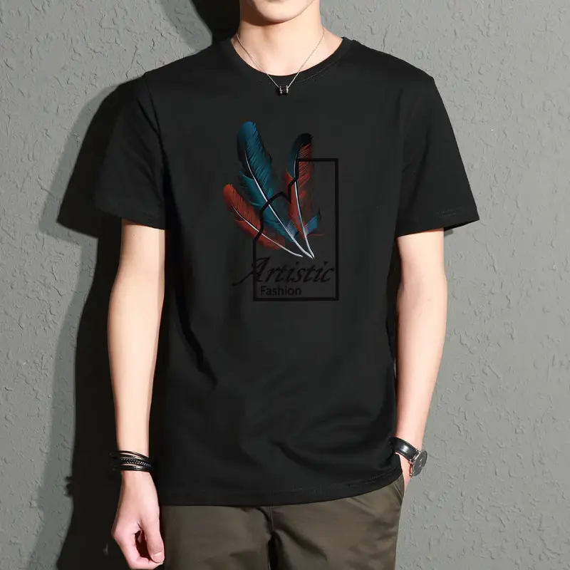 Men Printed T-Shirt White Slim Fit Large - Image 10