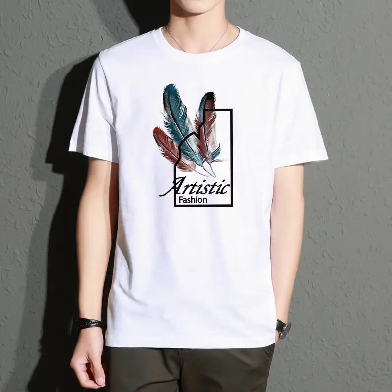 Men Printed T-Shirt White Slim Fit Large - Image 11