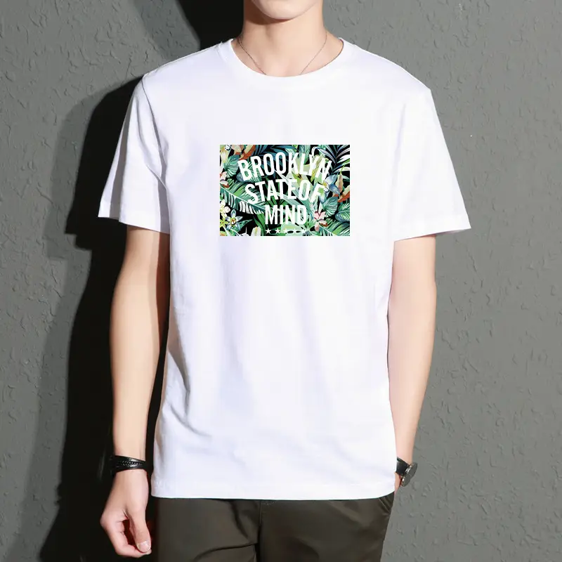 Men Printed T-Shirt White Slim Fit Large - Image 14