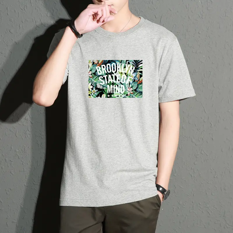 Men Printed T-Shirt White Slim Fit Large - Image 15