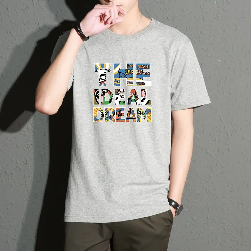 Men Printed T-Shirt White Slim Fit Large - Image 3