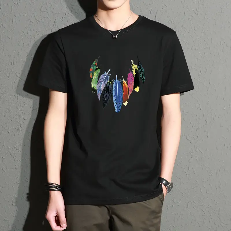 Men Printed T-Shirt White Slim Fit Large - Image 7