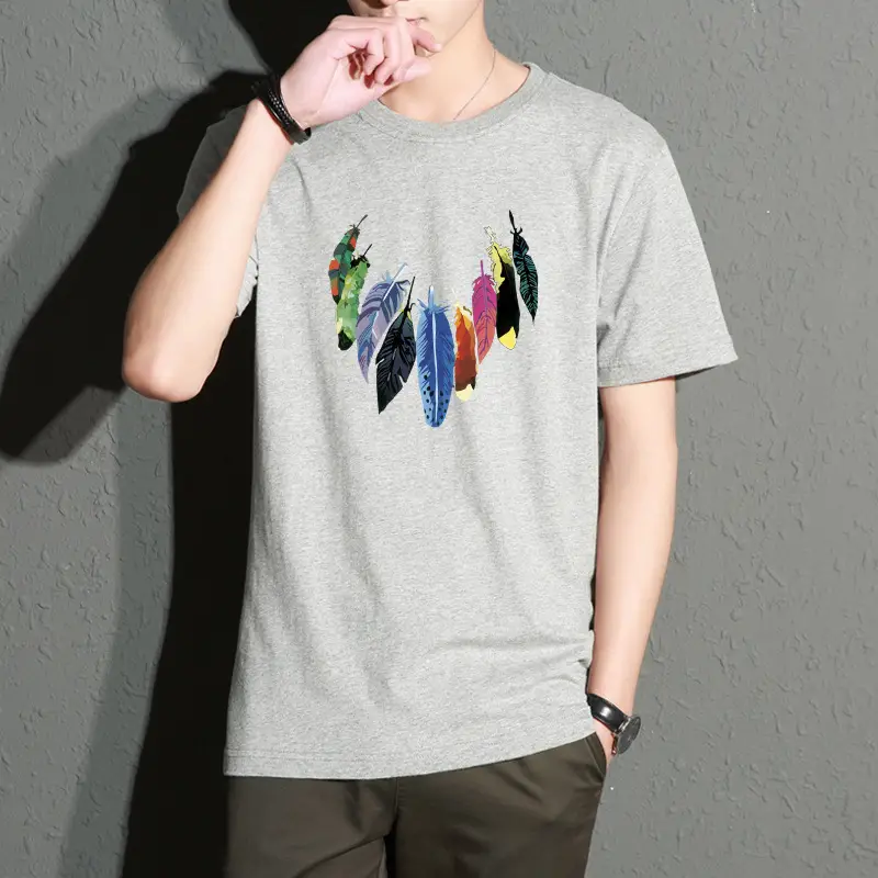 Men Printed T-Shirt White Slim Fit Large - Image 9