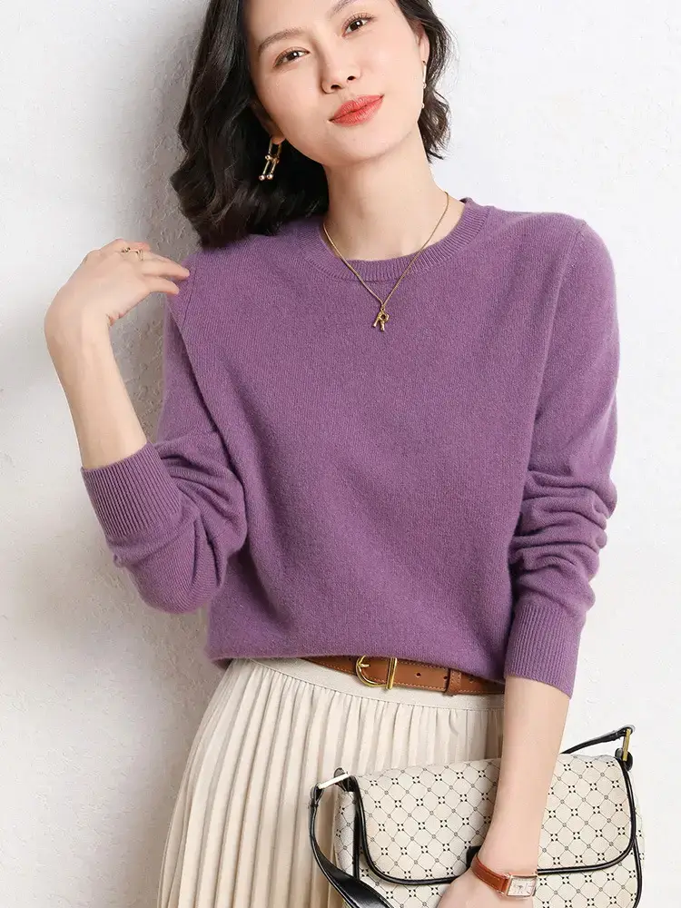 2024 Knitted Cross-border Ladies Sweater Purple - Image 24