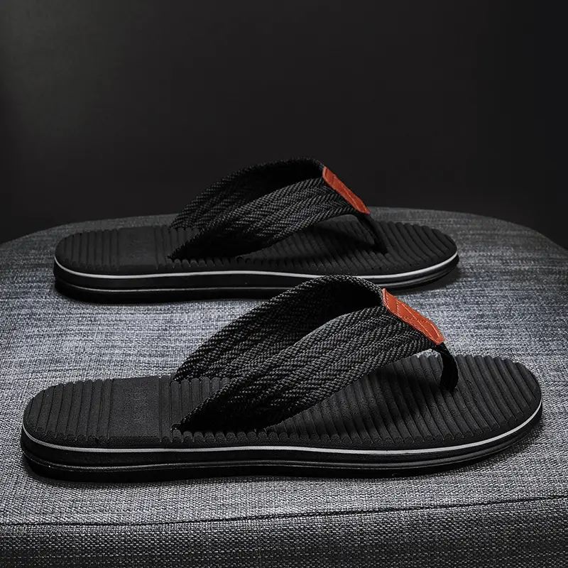 Men's Brown Rubber Flip Flops Plus Size Summer Slippers