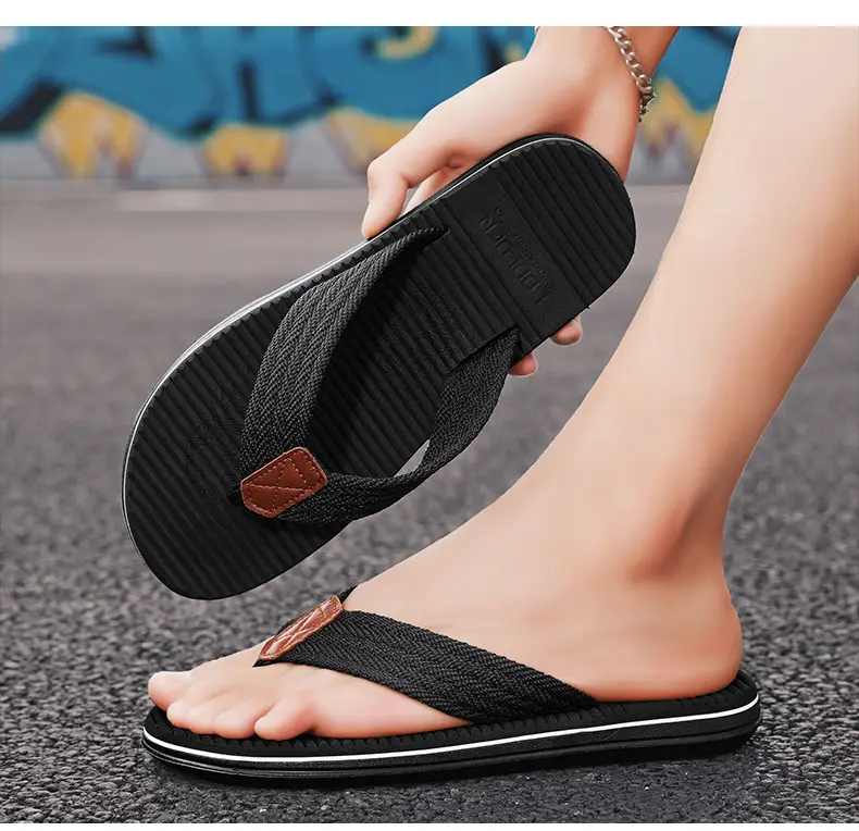 Men's Brown Rubber Flip Flops Plus Size Summer Slippers — feature 18