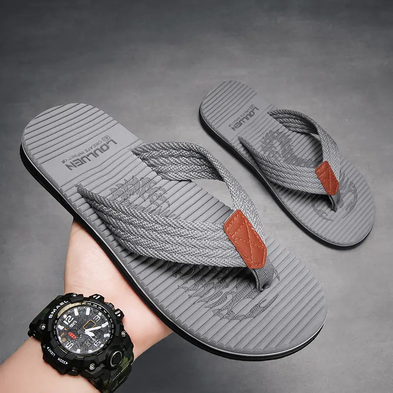 Men's Brown Rubber Flip Flops Plus Size Summer Slippers