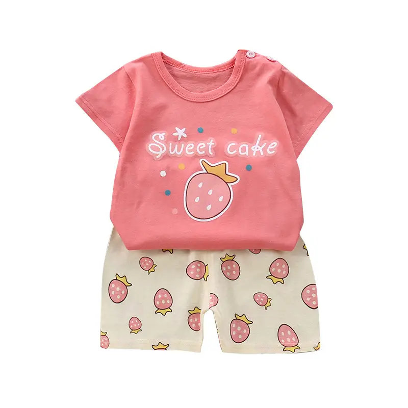 Girls Cotton T-Shirt Shorts Set Yellow New Summer - Image 30