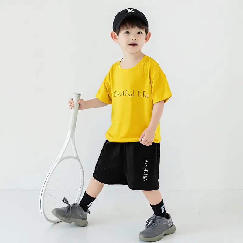 Girls Cotton T-Shirt Shorts Set Yellow New Summer - Image 23