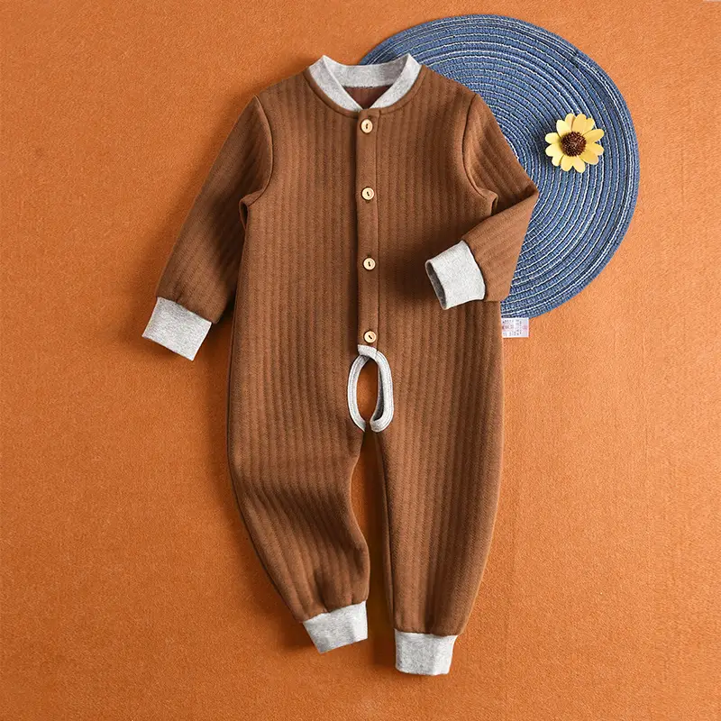 Baby Cotton Padded Jumpsuit Brown Large Size - Image 8