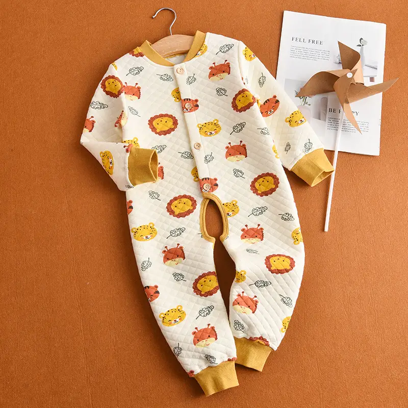 Baby Cotton Padded Jumpsuit Brown Large Size - Image 10