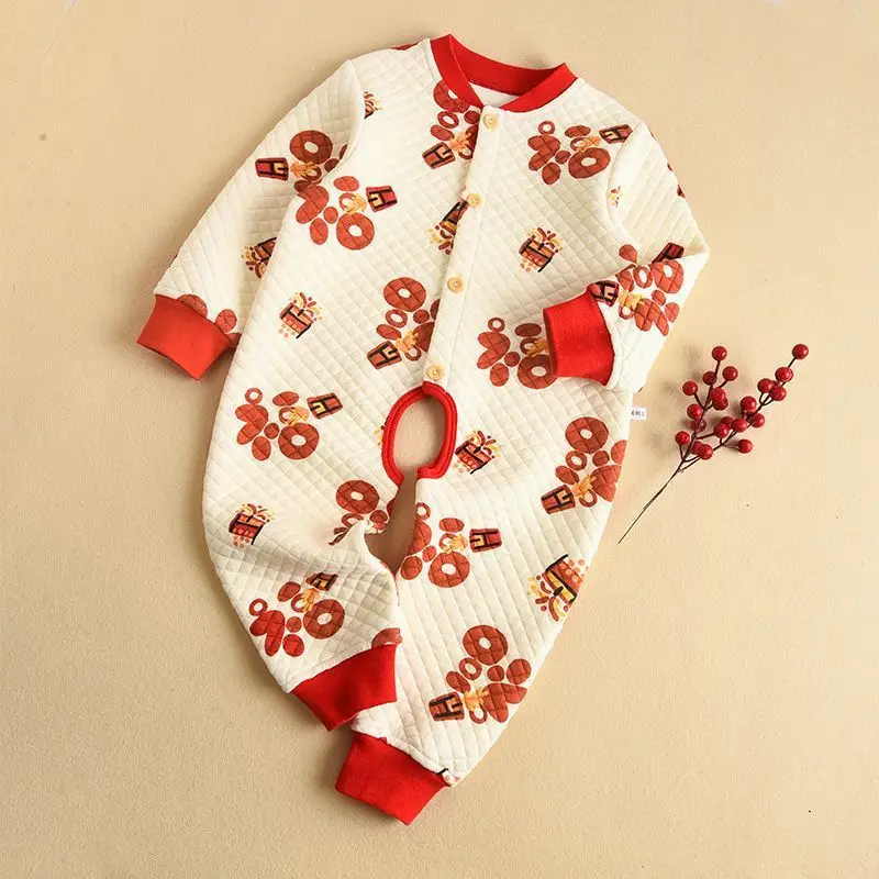 Baby Cotton Padded Jumpsuit Brown Large Size - Image 12