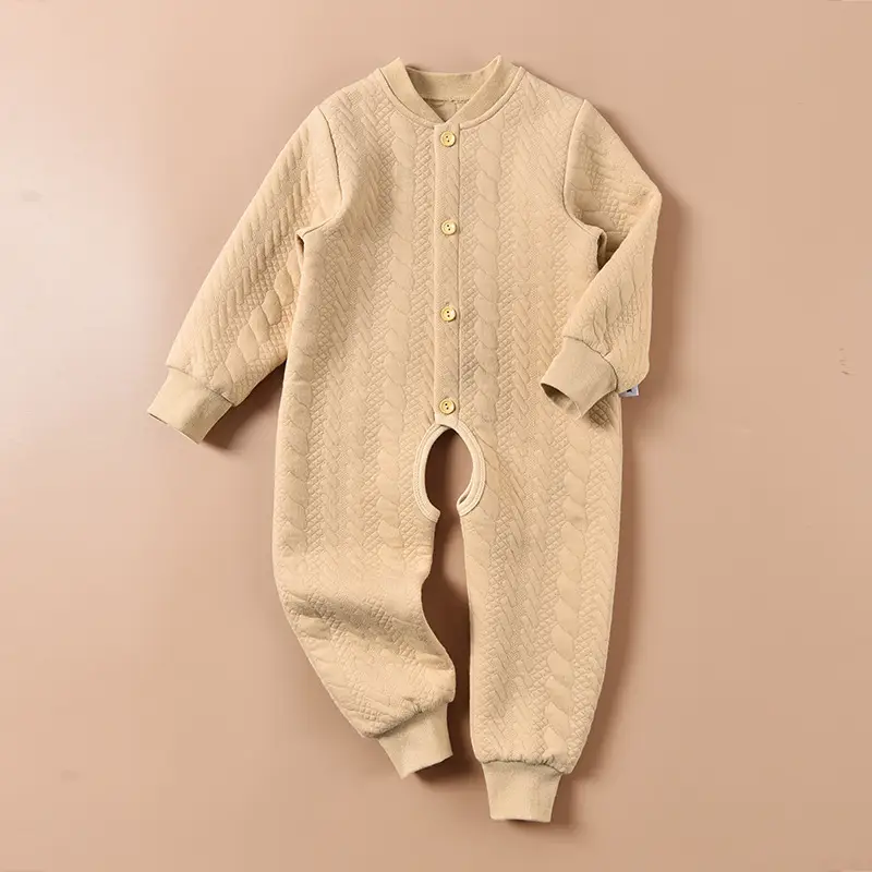 Baby Cotton Padded Jumpsuit Brown Large Size - Image 5