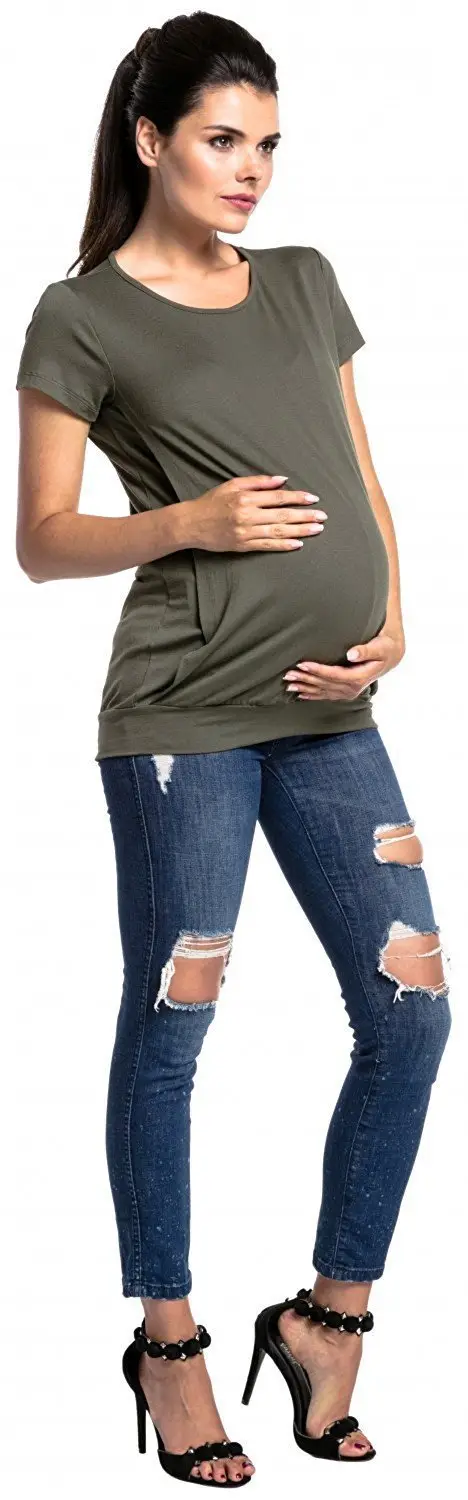 Maternity T-Shirt Round Neck Short Sleeve European American — feature 10