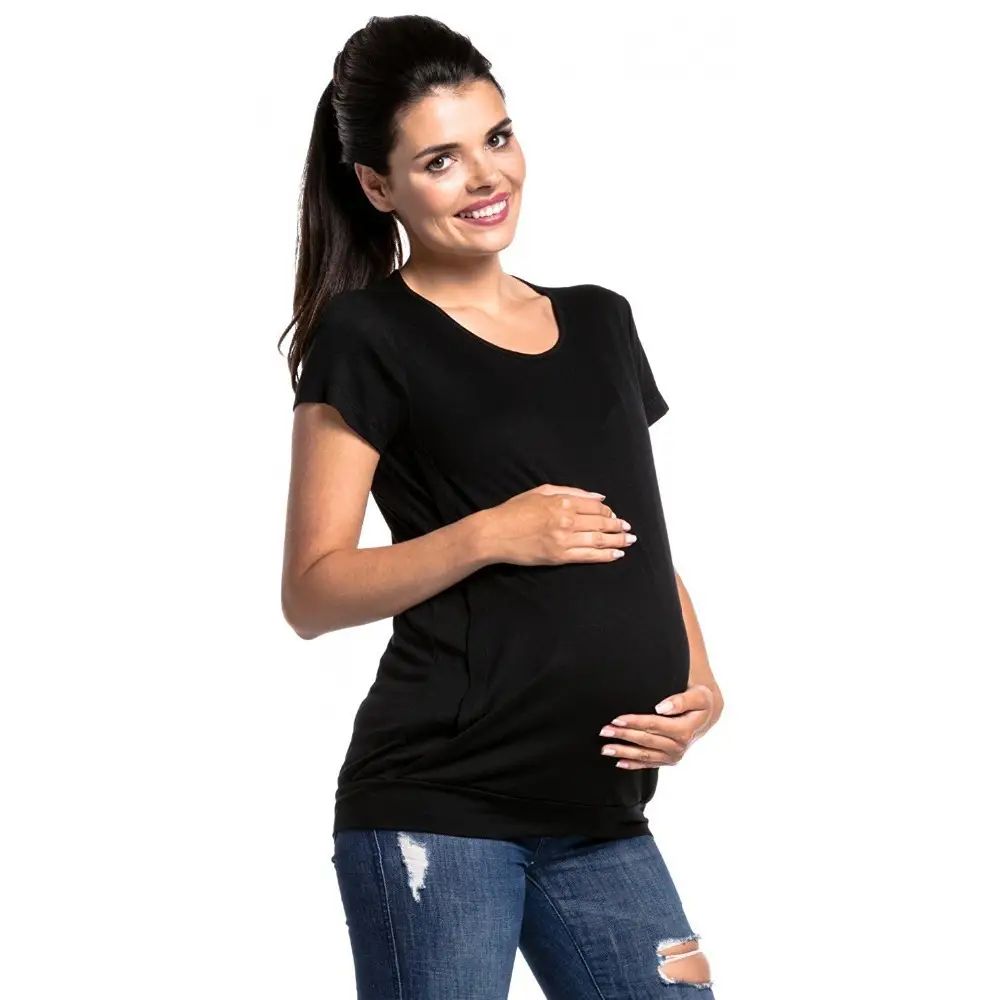 Maternity T-Shirt Round Neck Short Sleeve European American — feature 4