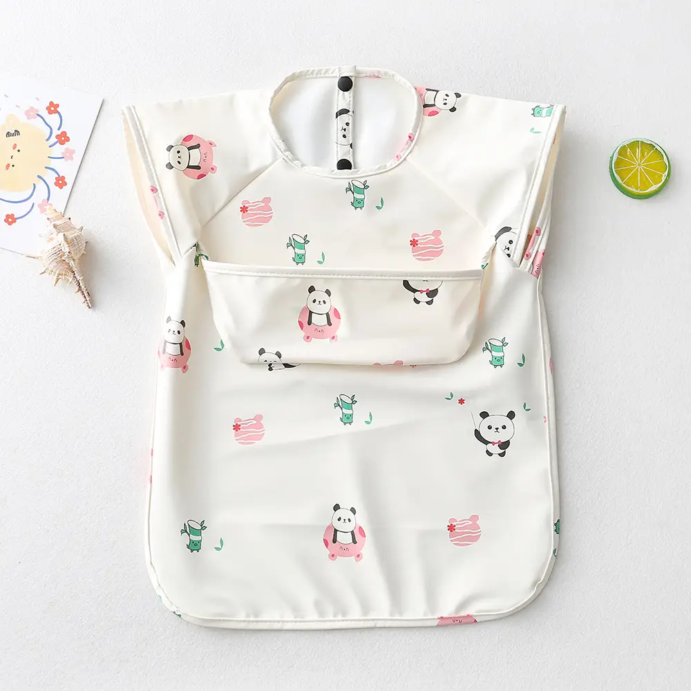 Sleeveless Upper Pocket-Bamboo Panda with White Background