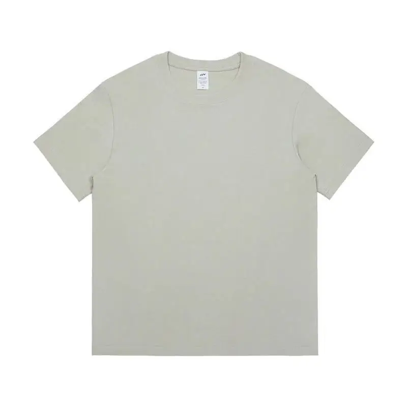 Men Cotton Plain T-Shirt Light Grey Summer - Image 4