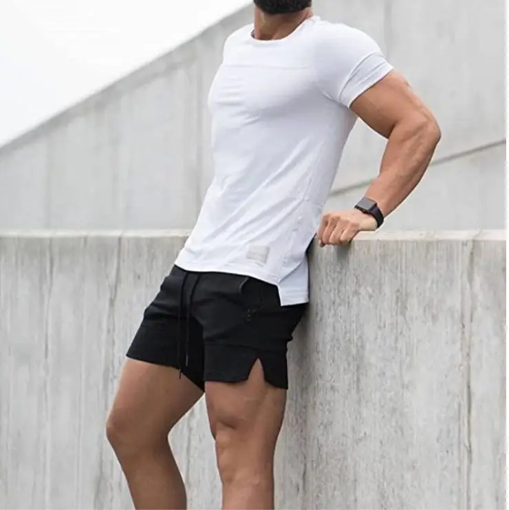 Men Blue Drawstring Zipper Shorts 2024 Summer — feature 7