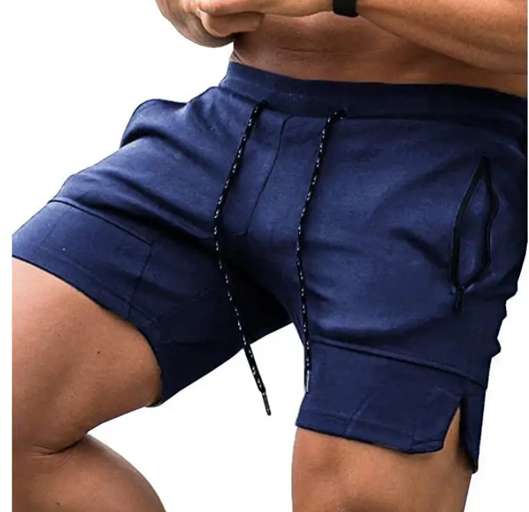 Men Blue Drawstring Zipper Shorts 2024 Summer - Image 6