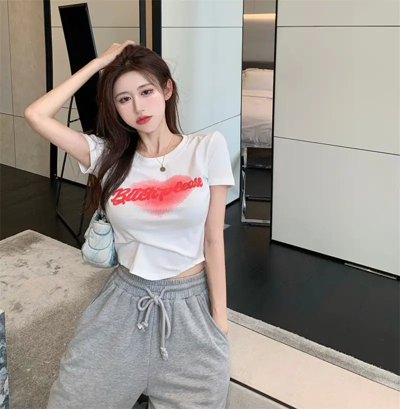 Women Love Letter Print T-Shirt 2025 Summer - Image 5