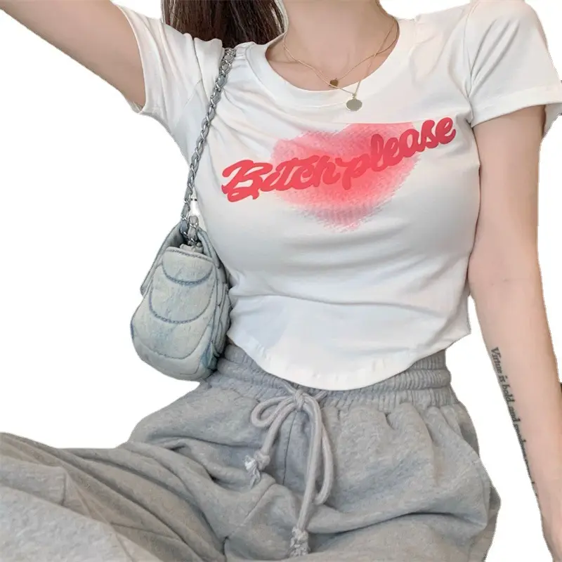 Women Love Letter Print T-Shirt 2025 Summer - Image 7