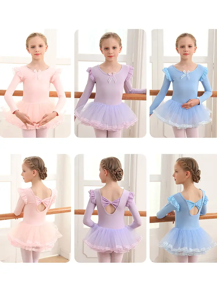 Light Pink Girls' Ballet Dance Wear Short Sleeve - Image 8