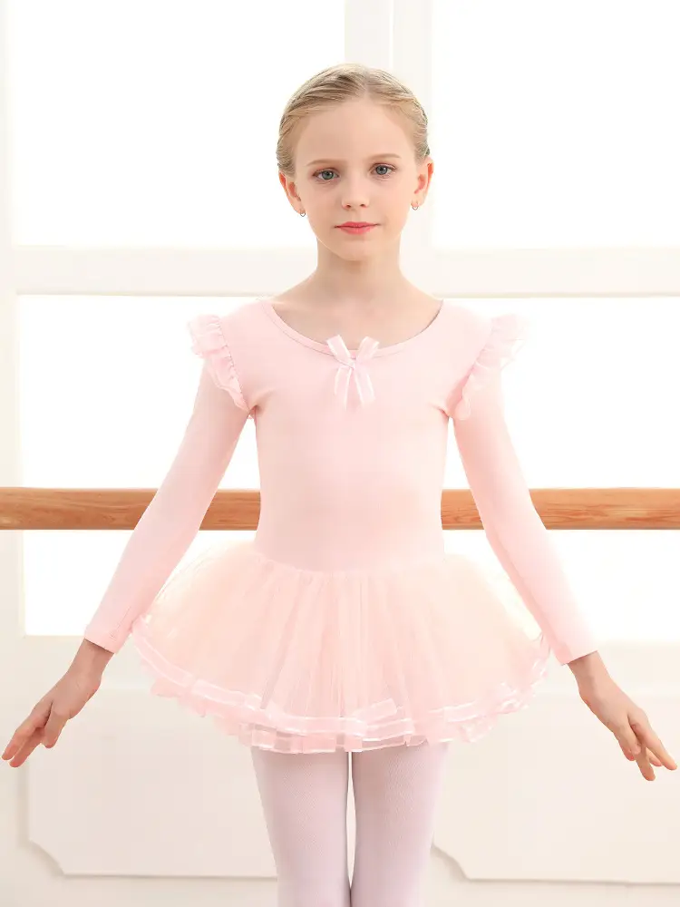 Light Pink Girls' Ballet Dance Wear Short Sleeve - Image 9
