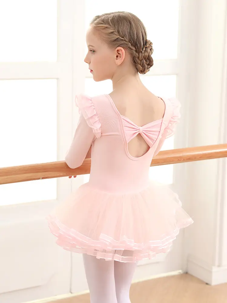 Light Pink Girls' Ballet Dance Wear Short Sleeve - Image 10