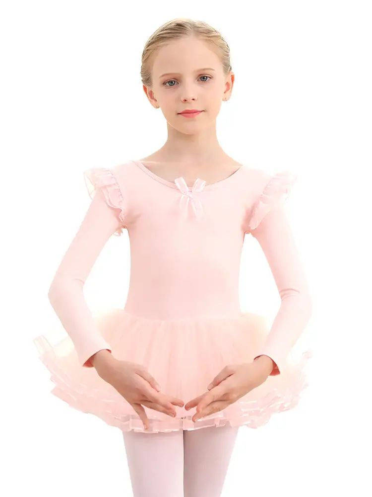 Light Pink Girls' Ballet Dance Wear Short Sleeve - Image 11