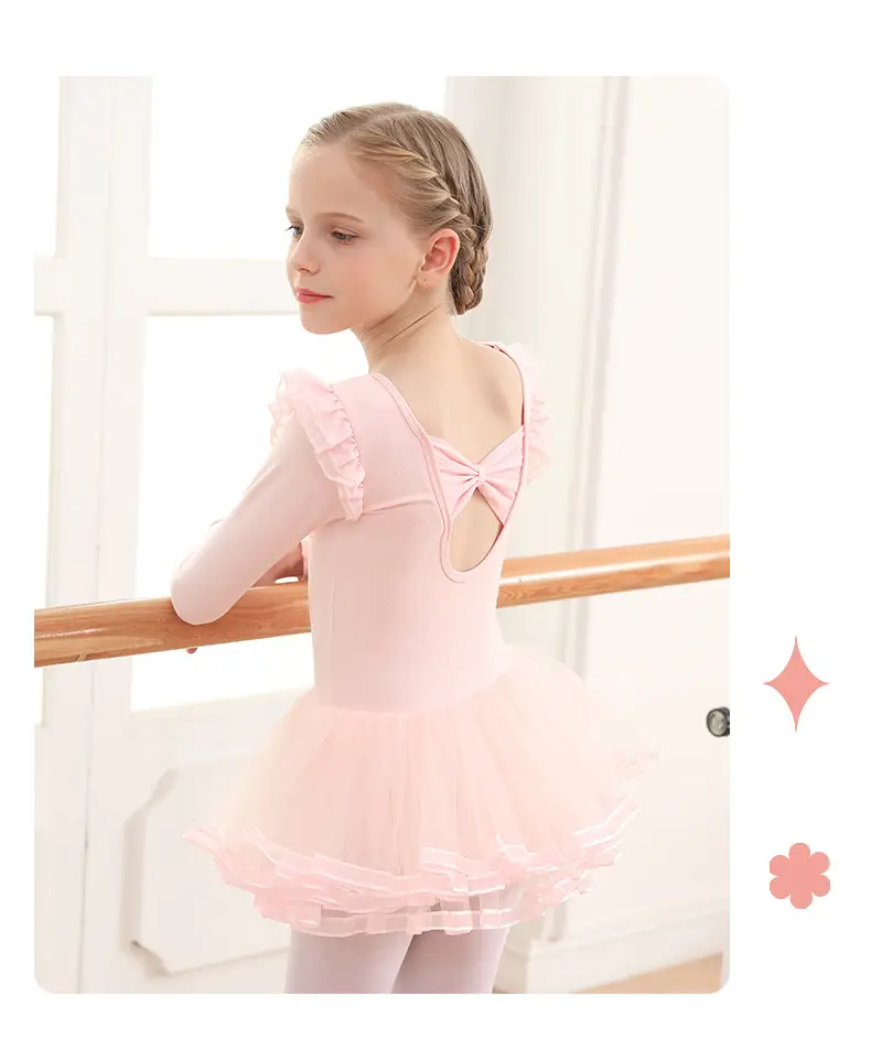 Light Pink Girls' Ballet Dance Wear Short Sleeve — feature 7