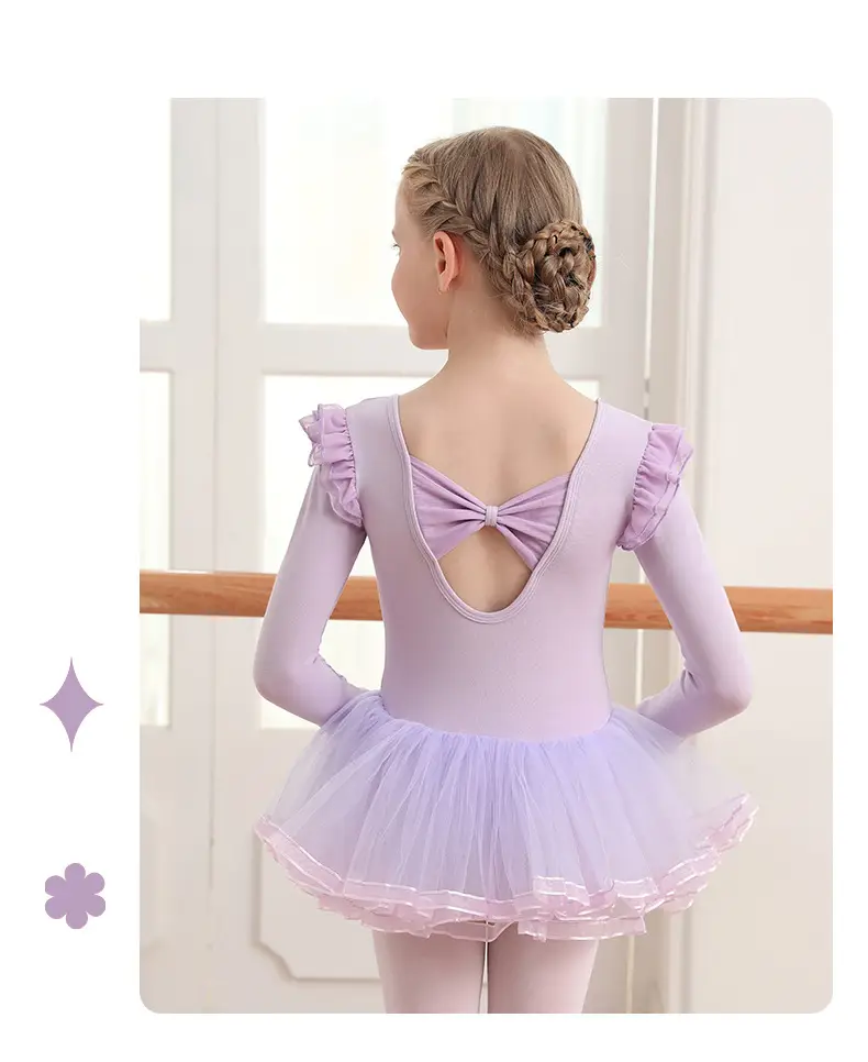 Light Pink Girls' Ballet Dance Wear Short Sleeve — feature 9