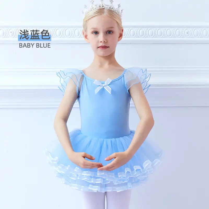 Light Pink Girls' Ballet Dance Wear Short Sleeve - Image 2
