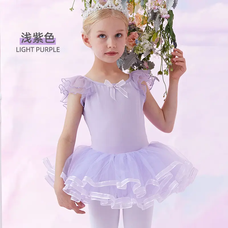 Light Pink Girls' Ballet Dance Wear Short Sleeve - Image 3