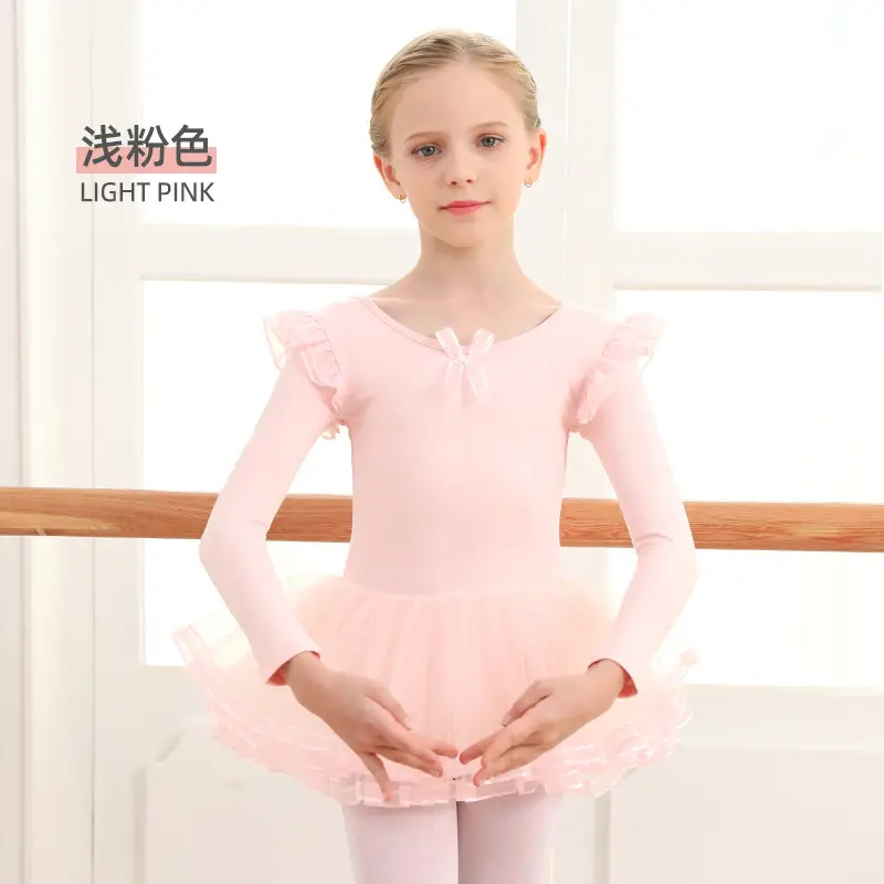 Light Pink Girls' Ballet Dance Wear Short Sleeve - Image 4