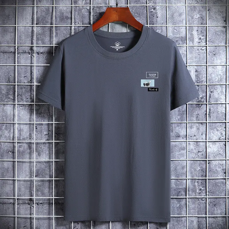 Men Cotton Short Sleeve T-Shirt Grey - Image 15