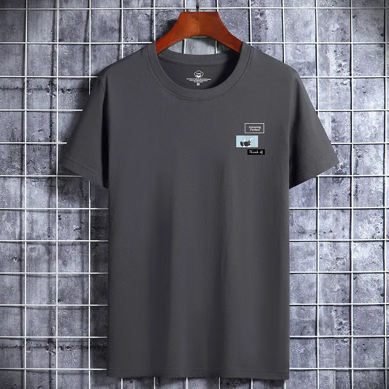 Men Cotton Short Sleeve T-Shirt Grey - Image 18