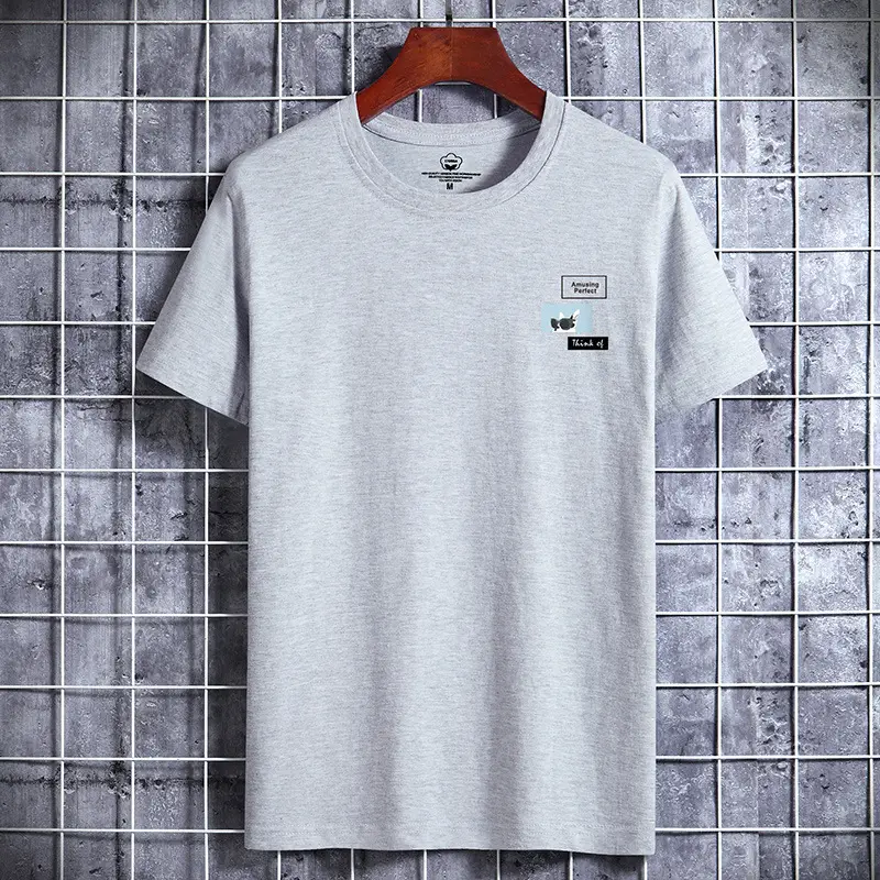 Men Cotton Short Sleeve T-Shirt Grey - Image 4
