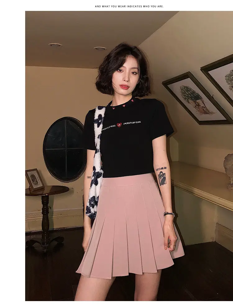 Women 2025 Short T-Shirt White Embroidered Slim Fit — feature 26
